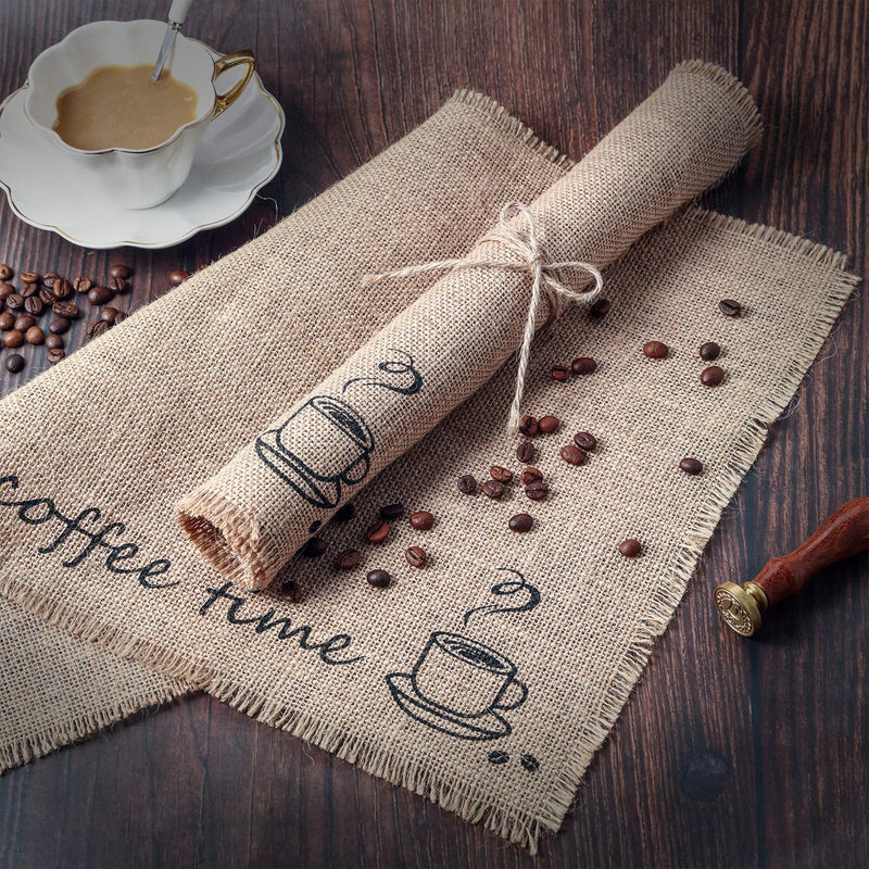 [Australia - AusPower] - 2 Pieces Coffee Placemat Coffee Bar Decor, 14 x 20 Inch (Burlap) Burlap 