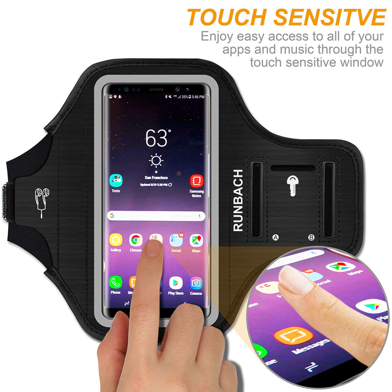 [Australia - AusPower] - RUNBACH Galaxy Note 20/10+/9/8 Armband,Sweatproof Running Exercise Bag with Key Holder and Card Slot for Galaxy Note 20/10+/9/8(Black) Black 