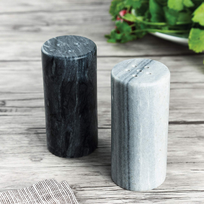 [Australia - AusPower] - Fox Run White and Black Marble Salt and Pepper Shaker Set, Set of 2 White/Black 