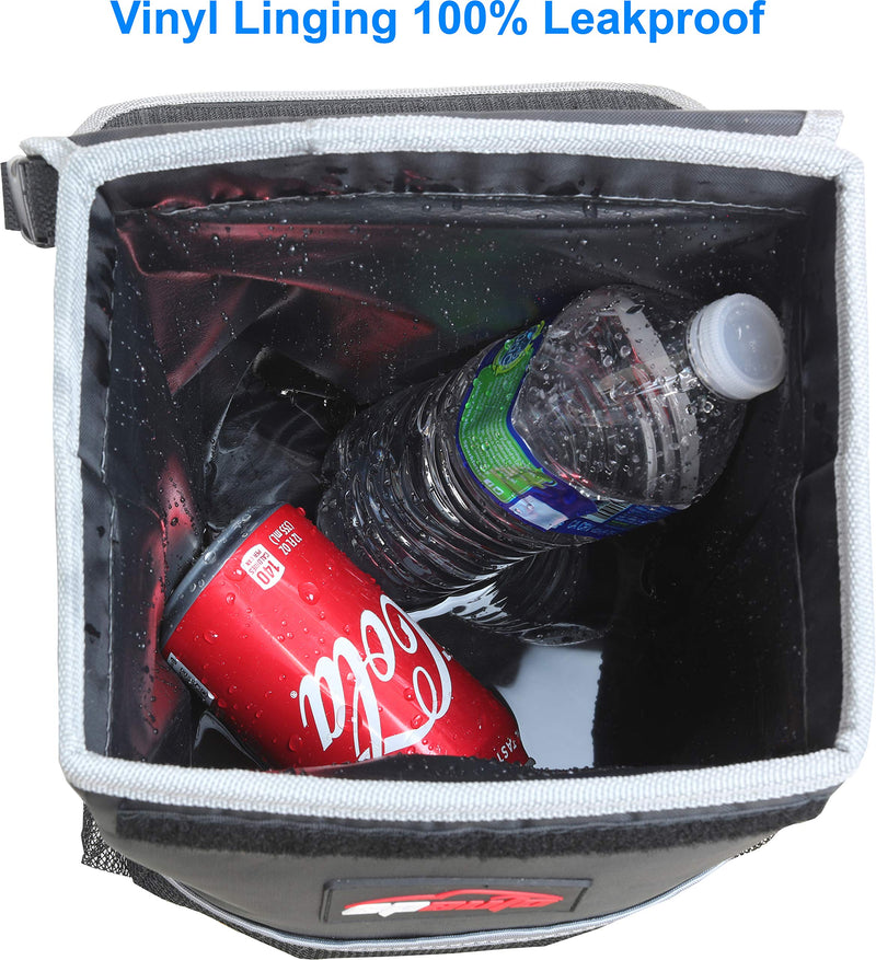 [Australia - AusPower] - EPAuto Waterproof Car Trash Can with Lid and Storage Pockets, Black 