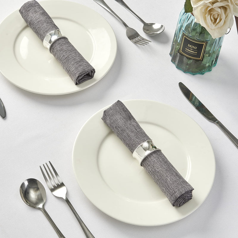 [Australia - AusPower] - Mebakuk Cloth Napkins Set of 12, Premium 17 x 17 Inch Solid Washable Linen Style Napkins, Soft Table Napkin for Wedding Party Restaurant Dinner Parties (Dark Grey, Set of 12) Dark Grey 