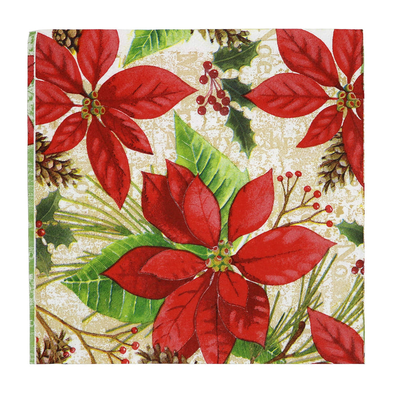 [Australia - AusPower] - Iconikal Artstyle Disposable Paper Dinner Party Napkins, Cardinal Poinsettia, 120-Count 