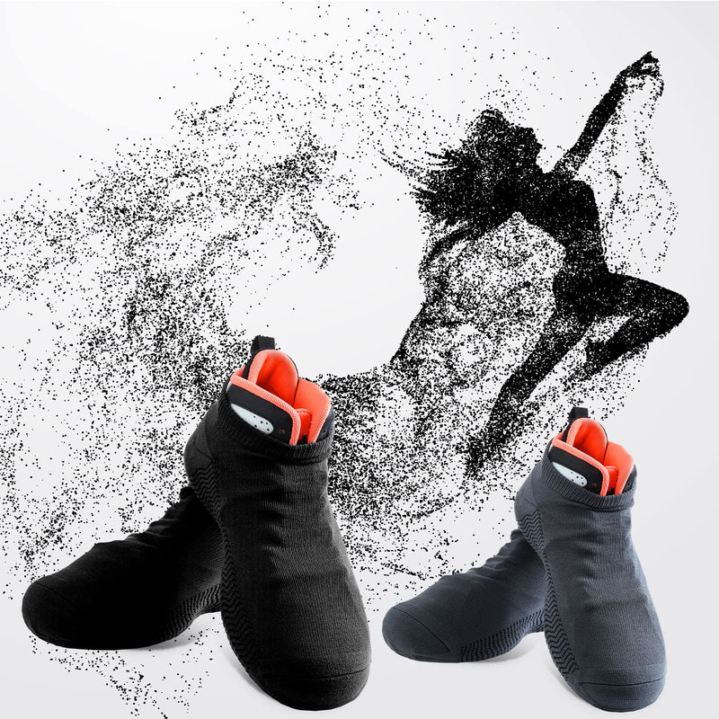 [Australia - AusPower] - 4 Pairs Over Sneaker Dance Shoe Socks Dance Shoe Covers Ballroom Dancing Socks Black, Grey 
