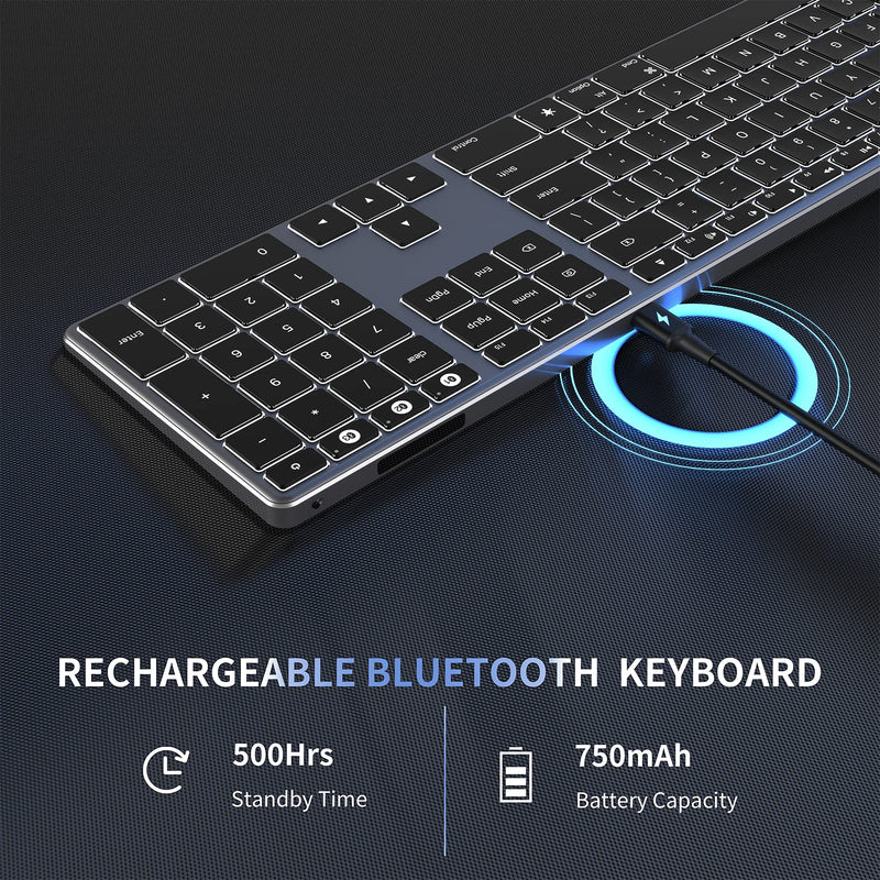 [Australia - AusPower] - Backlit Bluetooth Keyboard for Mac, Wireless Multi Device Keyboard with 3 Bluetooth Channels, Ultra-Slim Rechargeable Advanced Keyboard, Compatible with mac, iPhone, ipad, Apple MacBook Pro/Air 