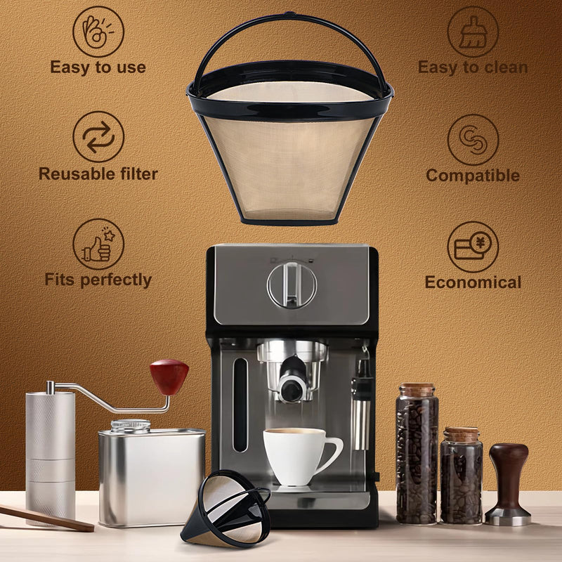 [Australia - AusPower] - Bouaida 2Pc Coffee Filters,Used for Replacing the Ninja Coffee Bar Brewer, Coffee Filter #4,Permanently Reusable Conical Basket Coffee Filter 
