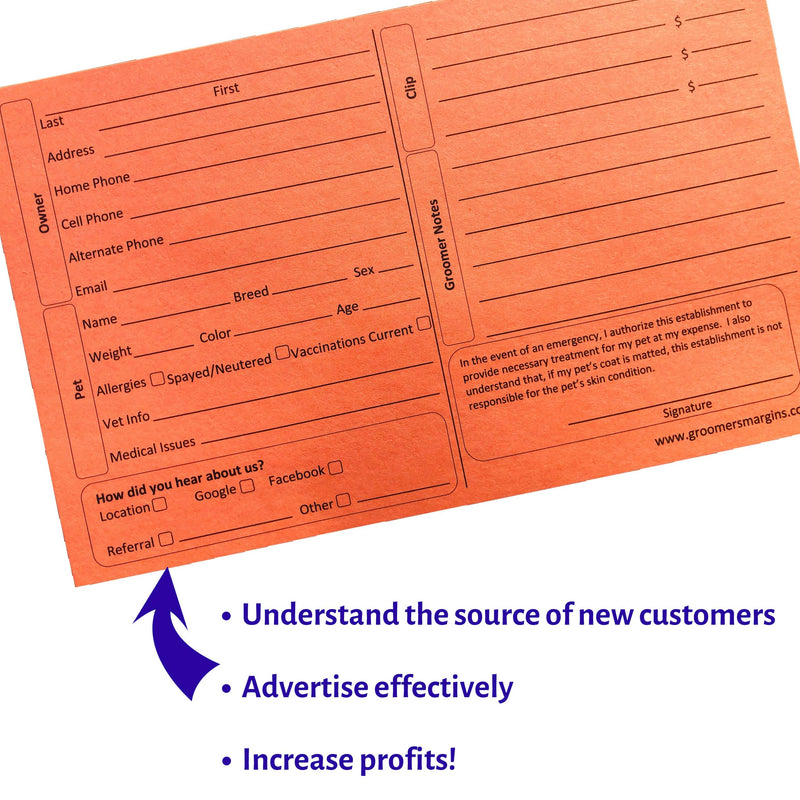 [Australia - AusPower] - Pet, Dog, Cat Grooming Customer Clip Cards (100 Pack 8 X 5 inch Professional Profile Kennel Record Care Service Card) Salmon 