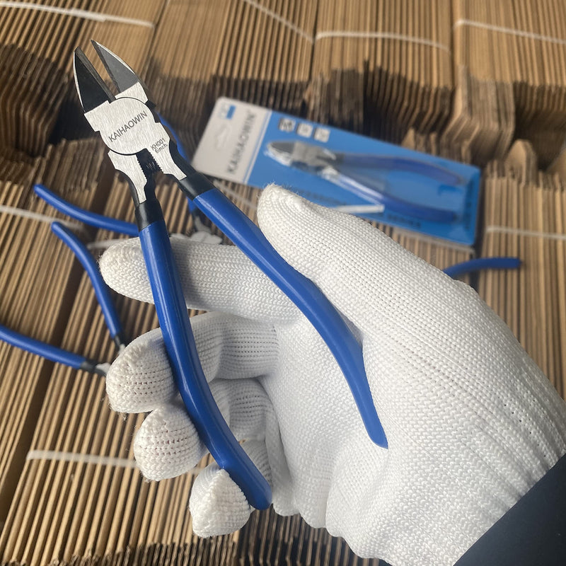 [Australia - AusPower] - Wire Cutters, 6 inch, KAIHAOWIN Precision Flush Cutters Ultra Sharp Wire Cutters for Crafting Side Cutters Wire Snips Spring Loaded Dikes Wire Cutter for Jewelry Making, Blue with Black Handle 6"x1 Pack 