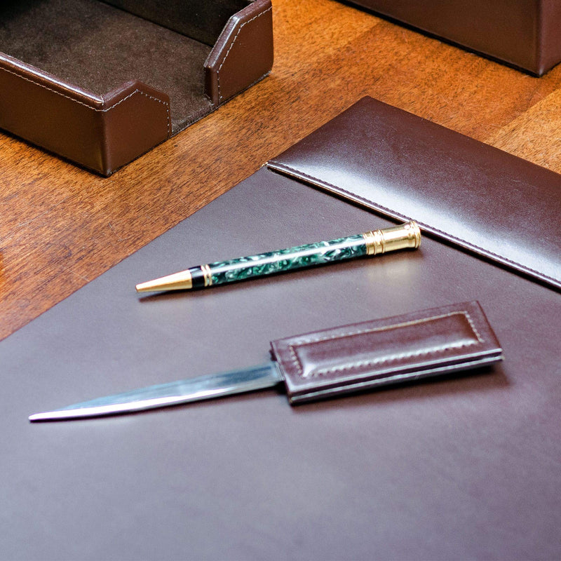 [Australia - AusPower] - Dacasso Dark Brown Bonded Leather Letter Opener 