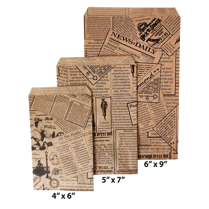 [Australia - AusPower] - CuteBox (4" x 6") Newsprint Kraft Flat Paper Gift Bags 200pcs for Merchandise, Retail, Packaging, Party Favors, Crafts, Handmade Goods, Arts and Crafts, Outdoor Events, Holidays, Weddings 4" x 6" 200 