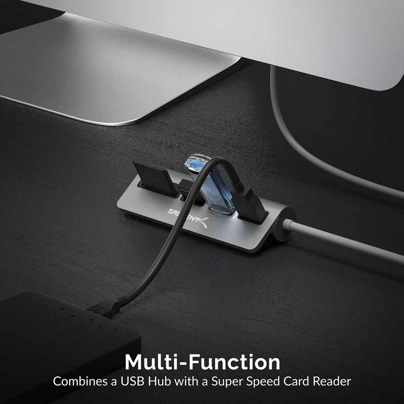 [Australia - AusPower] - SABRENT USB-C 3.0 Hub, 5-in-1 USB SD Card Reader, SD & TF Dual Slot + 3 USB 3.0 Hub Portable Compatible with MacBook, Mac Pro/Mini, iMac, XPS, Surface Pro, Windows, Thunderbolt (HB-U3CR) USB 3.0 Type C 