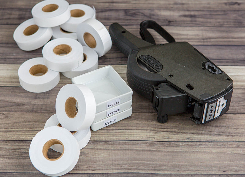 [Australia - AusPower] - 2212 White Pricing Labels for Garvey Contact 22-6/22-7/22-8 Price Gun – 9 Rolls, 11,000 Pricemarking Labels 1 Sleeve - 9 Rolls -White 
