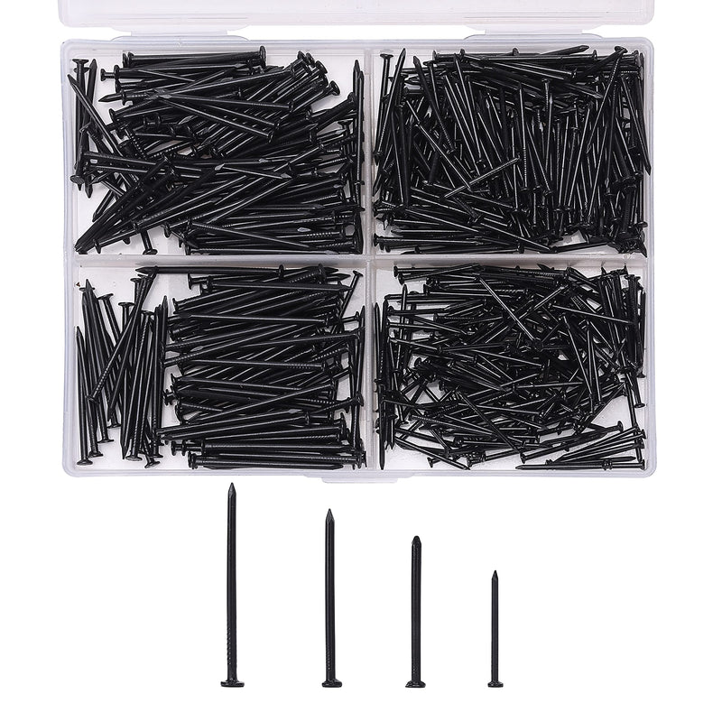[Australia - AusPower] - Mr. Pen- Nail Assortment Kit, 600 Pcs, 4 Sizes, Black, Small Nails, Nails for Hanging Pictures, Finishing Nails, Wall Nails for Hanging, Pin Nails, Hardware Nails, Assorted Nails, Galvanized Nails. 