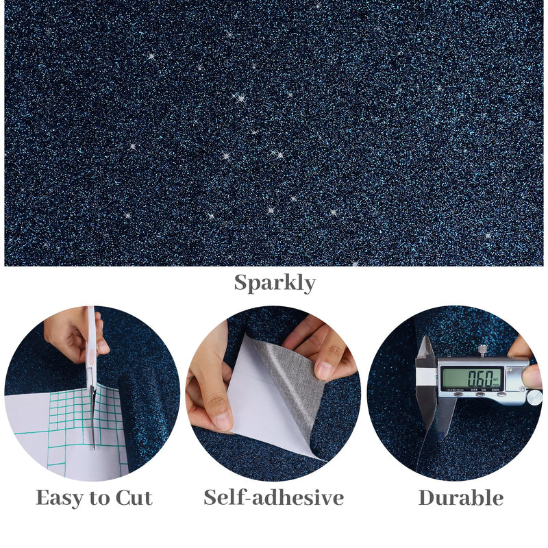 [Australia - AusPower] - VaryPaper Black Blue Glitter Wallpaper Stick and Peel 15.7''x78.7'' Decorative Glitter Contact Paper for Cabinets Removable Self Adhesive Glitter Wall Paper Sparkle Wallpaper for Bedroom Accent Walls 
