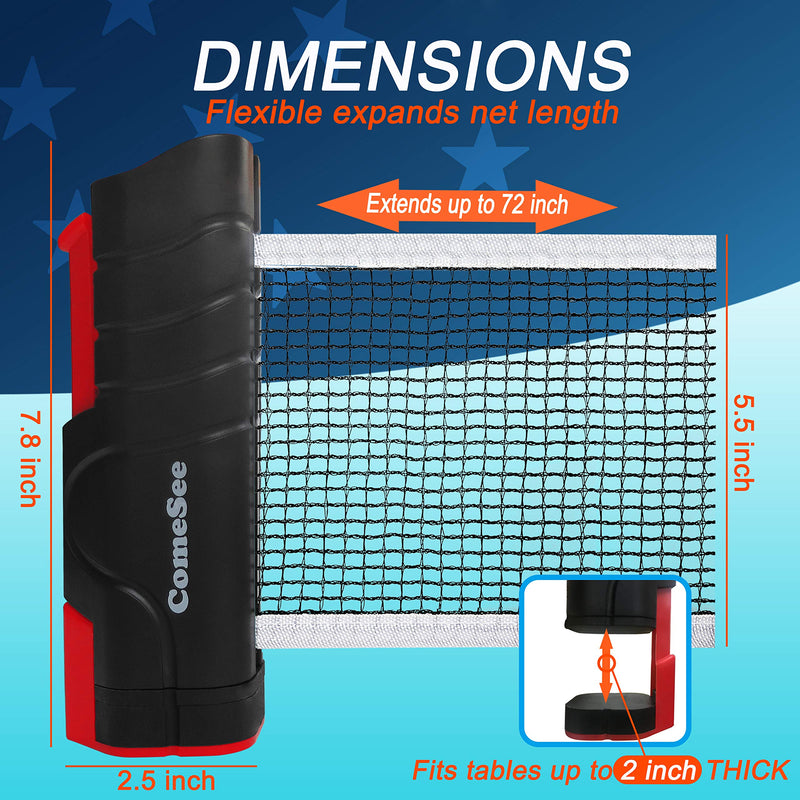 [Australia - AusPower] - Comesee Retractable Ping Pong Net for Any Table, Table Tennis Nets and Posts Equipment for Replacement 