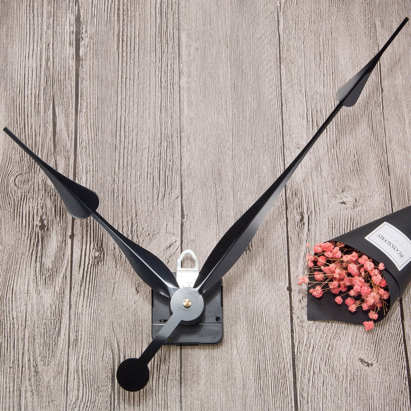 [Australia - AusPower] - High Torque Long Shaft Clock Movement Mechanism with 12 Inch Long Spade Hands (Black) Black 