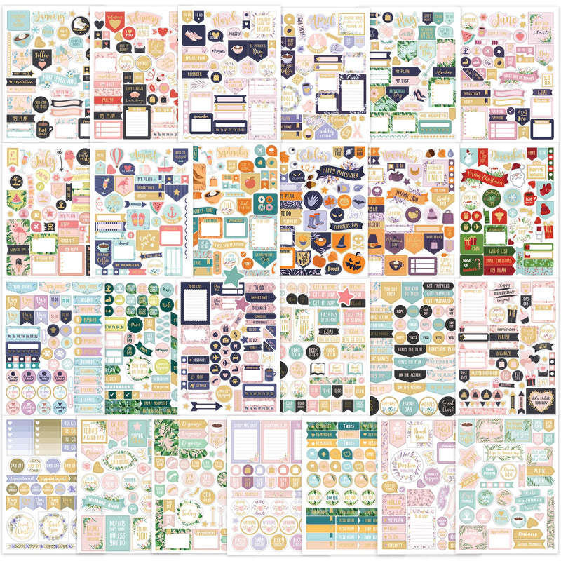 [Australia - AusPower] - Aesthetic Greenery Planner Stickers - 1100+ Stunning Gold Foil Design Accessories Enhance and Simplify Your Planner, Journal and Calendar 