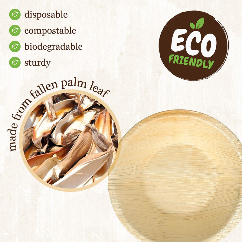 [Australia - AusPower] - 4 inch Mini Party Bowls - Palm Leaf Bowls Biodegradable Bowls - 25 Bowls Bamboo-look Disposable Bowls Eco-Friendly Bowls Heavy Duty - Great For Dipping or Condiments by brheez 4" Bowls - 25 Pack 