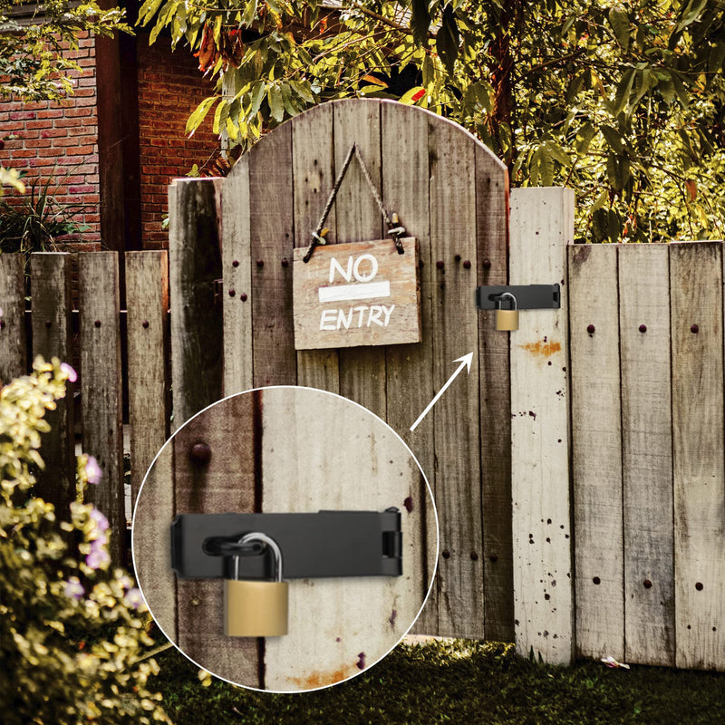 [Australia - AusPower] - SANKINS 7-1/2" Heavy Duty Door Lock Hasp Latch, 1/8" Thicker Iron Gate Hasp Latches Safety Packlock Clasp Locking with Lengthen Screws for Outdoor Doors, Gates, Shed, Drawers, Cabinets, Black 
