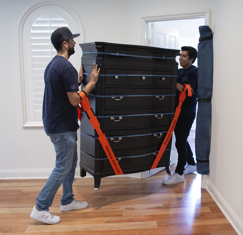 [Australia - AusPower] - Forearm Forklift 2-Person Lifting and Moving Straps; Lift and Carry Furniture, Appliances, Mattresses or Items up to 800 lbs Like a Pro, Includes Movers Rubber Band, Jet Black 