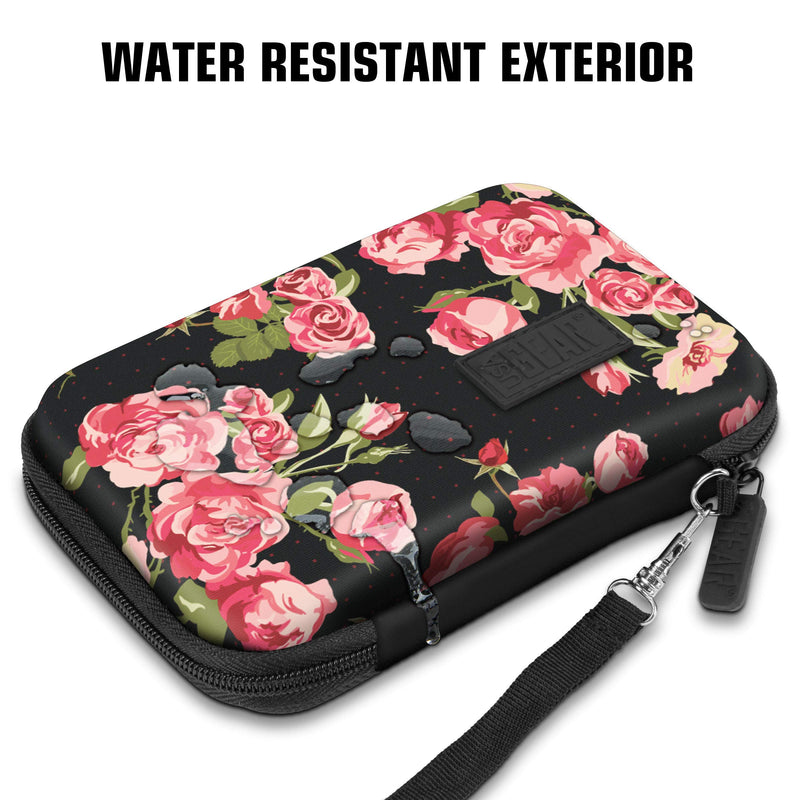 [Australia - AusPower] - USA GEAR Travel Electronics Organizer - 6.5 Inch Zipper Case with Hard Shell Case Exterior and Accessory Pocket - Charger Organizer, Accessory Organizer, Cable Travel Organizer, and More - Floral 