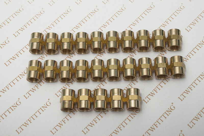 [Australia - AusPower] - LTWFITTING Brass Pipe Fitting Coupling Coupler 1/4 x 1/4 Inch Female NPT FNPT FPT Pipe Water Boat(Pack of 25) 