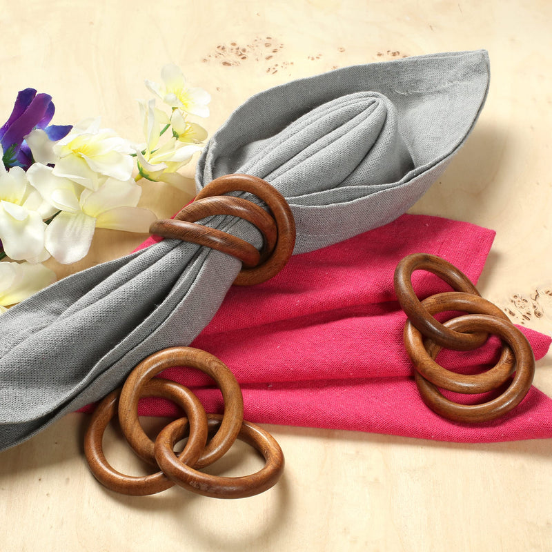 [Australia - AusPower] - Three Ring Napkin Rings Set of 12, Decorative Handcuff Serviette Ring, Napkin Holders, Napkin Rings Bulk for Party Decoration, Dinning Table, Everyday, Family Gatherings Tabletop Décor - Rust Brown Rust Brown Set of 12 
