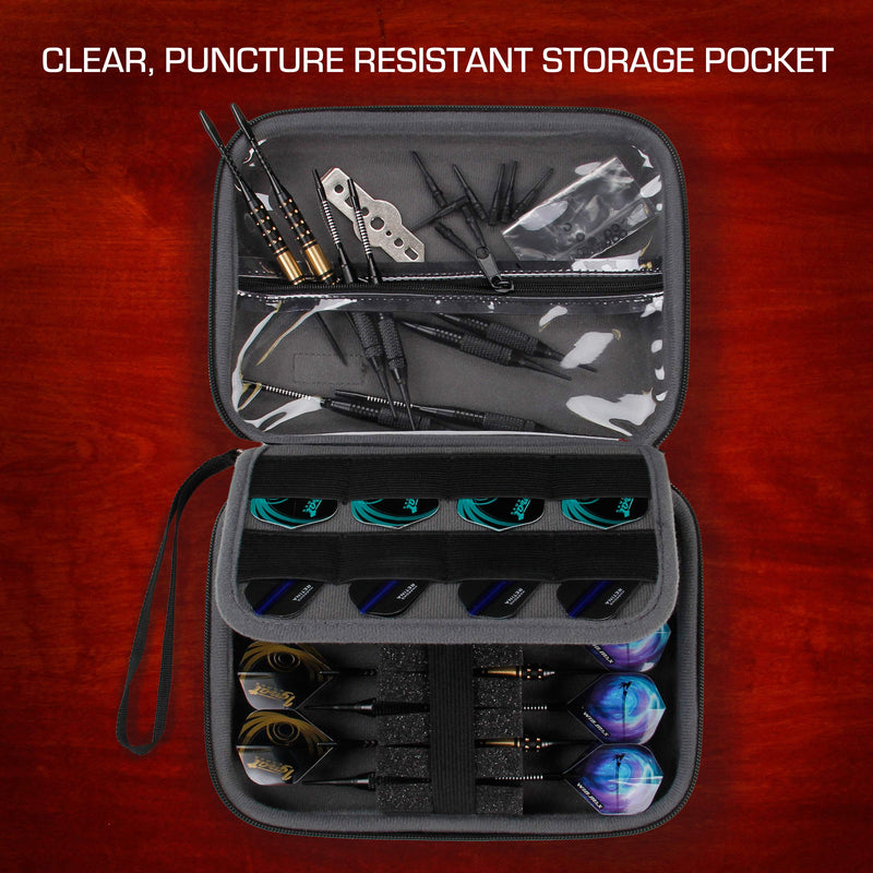 [Australia - AusPower] - USA GEAR Hard Shell Dart Case - Darts Carrying Case for Darts (8), Dart Tips, Dart Shafts, Dart Flights, and More Dart Accessories - Compatible with Soft Tip Darts and Steel Tip Darts (Black) 