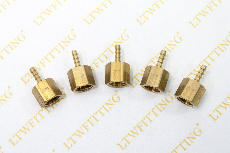 [Australia - AusPower] - LTWFITTING Brass Barb Fitting Coupler 1/8-Inch Hose ID x 1/4-Inch Female NPT Fuel Gas Water(Pack of 5) 