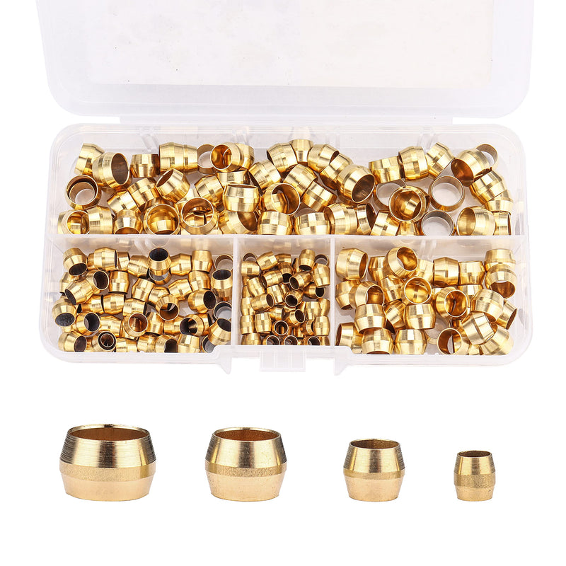 [Australia - AusPower] - LTWFITTING Assortment Kit 1/8 3/16 1/4 5/16 Inch OD Compression Sleeves Ferrules, Brass Compression Fittings(Pack of 200) 