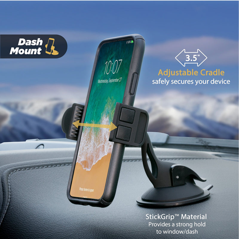 [Australia - AusPower] - SCOSCHE HDVM 3-in-1 Universal Smartphone/GPS Vent or Suction Cup Mount for the Car, Home or Office , Black 