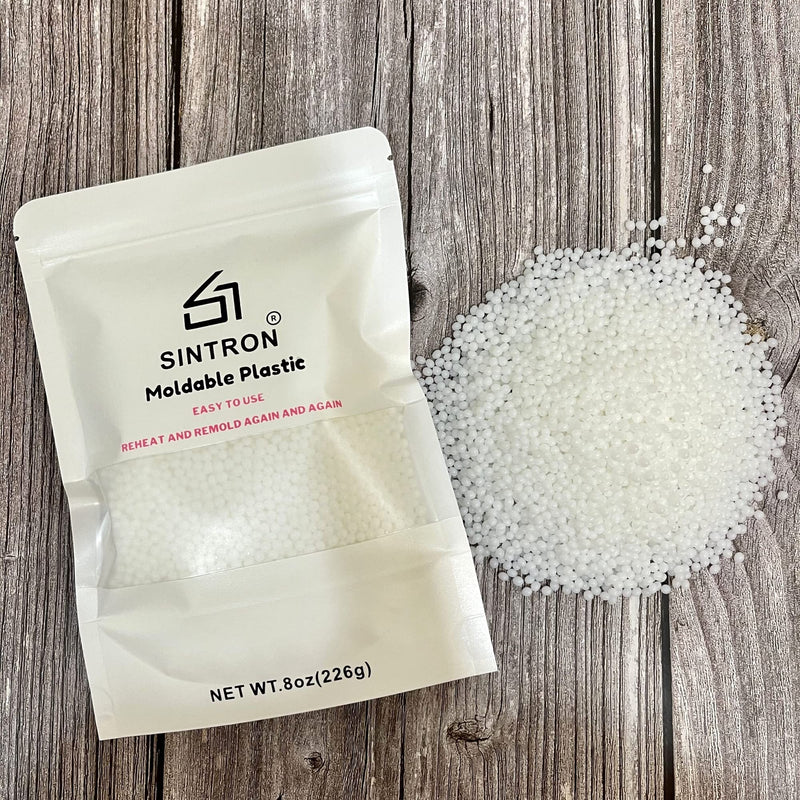 [Australia - AusPower] - Sintron Moldable Plastic Clay - 8 oz Thermoplastic Beads, Plastic Pellets, Moldable Pellets, Polymorph Pellets (White) for DIY Modeling, Making Creative Activity 8OZ White 