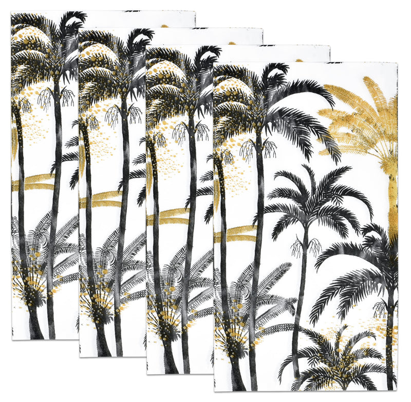 [Australia - AusPower] - 100 Palm Tree Beach Guest Napkins Black and Gold Decorative Hand Towels 3 Ply Disposable Paper for Bathroom Toilet Powder Room Holiday Wedding Birthday Bridal Baby Shower Dinner Tea Party Napkin 