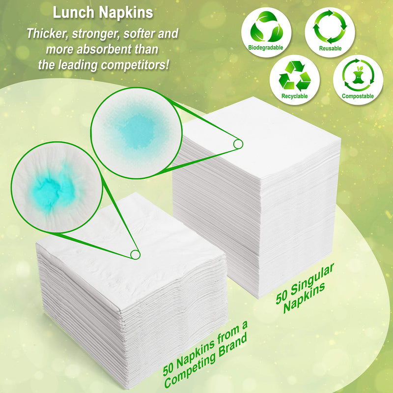 [Australia - AusPower] - AH AMERICAN HOMESTEAD White Paper Napkins for Everyday Use. Disposable Lunch Napkins are Ideal for Your Kitchen Table. Thick, Eco-Friendly, Compostable, and Biodegradable Luncheon Napkins. (100 Pack) 