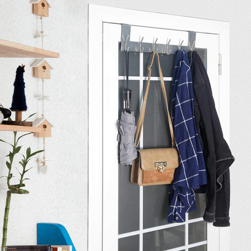 [Australia - AusPower] - WEBI Over The Door Hook:Over The Door Towel Rack,Door Coat Hanger Towel Hanger Over Door Coat Rack 6 Hooks for Hanging Clothes,Hats,Bathroom,White White 1 Pack 