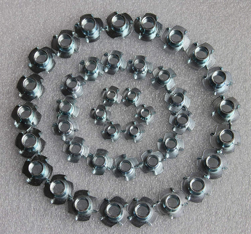 [Australia - AusPower] - IEUYO T-Nut Assortment Kit Four Pronged Zinc Plated Steel Tee Nut, Tee Blind Nut, for Rock Climbing Holds, Wood, Cabinetry, etc. 10# 1/4" 5/16" 80Pcs/3Sizes Carbon steel,10# , 1/4", 5/16" Assortment 80Pcs 