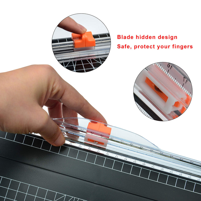 [Australia - AusPower] - WORKLION Paper Cutter - A4 Paper Craft Cutter with Security Blade for Cut Gift Card, Coupon, Label, Cardstock, Photo, 12 inch Black Office Paper Trimmer 