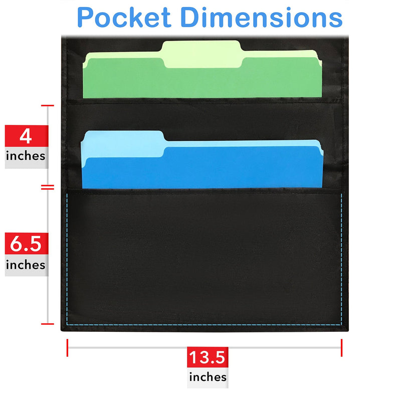 [Australia - AusPower] - 5 Pocket Compact Storage Pocket Chart, Hanging Wall File Organizer by Essex Wares - Organize Your Assignments, Files, Scrapbook Papers & More (Black) 5 Pocket 