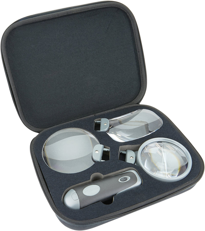 [Australia - AusPower] - Carson Remov-A-Lens 3-in-1 LED Lighted Hand-Held Magnifier Set with 3 Interchangeable Magnifying Glass Lenses (RL-30) 