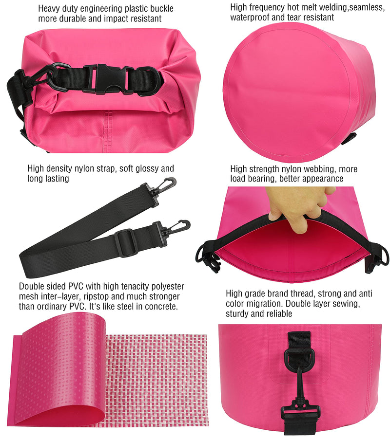 [Australia - AusPower] - MARCHWAY Floating Waterproof Dry Bag 5L/10L/20L/30L/40L, Roll Top Sack Keeps Gear Dry for Kayaking, Rafting, Boating, Swimming, Camping, Hiking, Beach, Fishing Pink 20L 