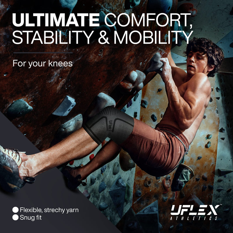 [Australia - AusPower] - UFlex Athletics Knee Compression Sleeve Support for Women and Men - Knee Brace for Pain Relief, Fitness, Weightlifting, Hiking, Sports - Black, Small 