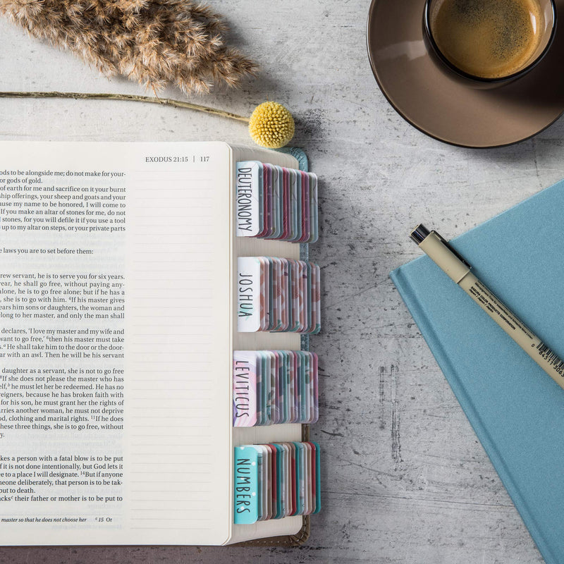 [Australia - AusPower] - DiverseBee Laminated Bible Tabs (Large Print, Easy to Read), Personalized Bible Journaling Tabs, 66 Book Tabs and 14 Blank Tabs - Uniform Theme 