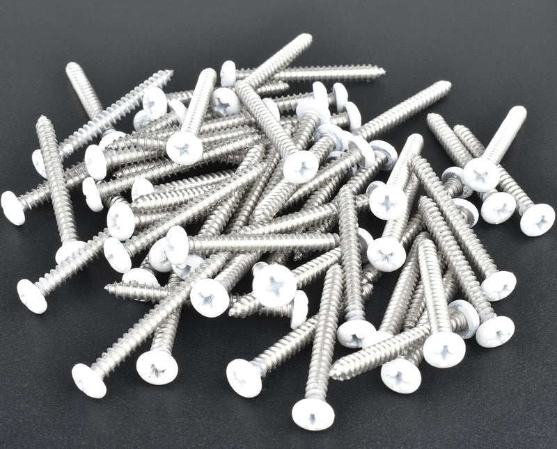 [Australia - AusPower] - 60 pcs # 8 X 1 1/2" White Screws White pan Head Machine Screws White rv Screws Twinfast Thread Cargo RV Zinc Plated Corrosion Resistance #2 Phillips Bit with Screw Bit 