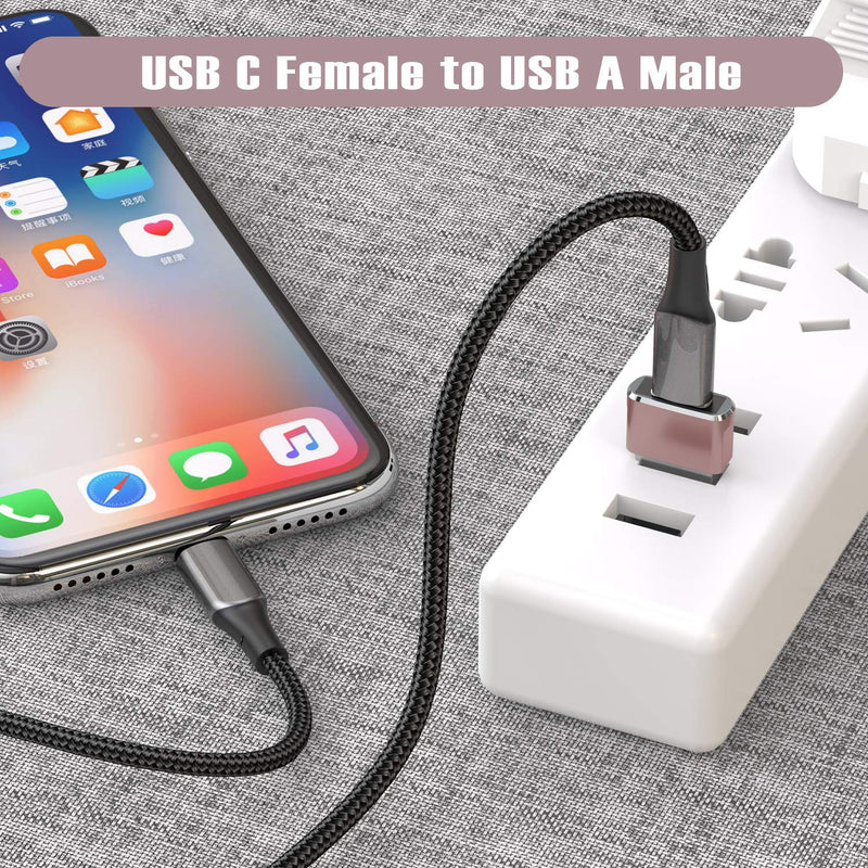 [Australia - AusPower] - USB C Female to USB Male Adapter 3Pack,Type A Charger Cable Converter for Apple iWatch Watch Series 7 SE,iPhone 11 12 13 Pro Max,Airpods,iPad 8 8th 9 9th Air 4 5 5th 2022 4th Mini 6 6th Generation Gen Pink 