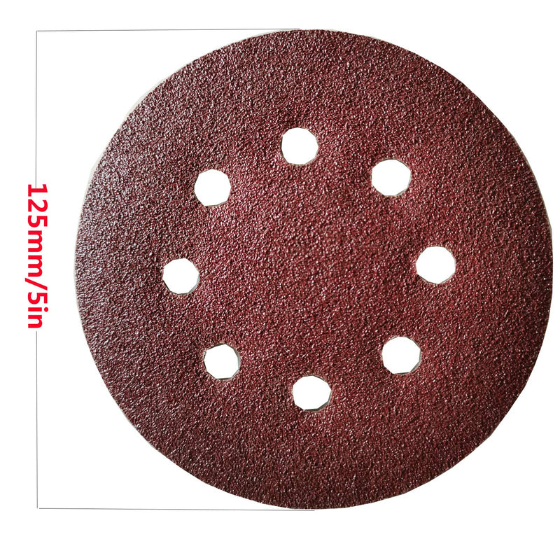 [Australia - AusPower] - XTYML 100 Pcs Sanding Discs 5 Inch 8 Holes Hook and Loop 60/80/ 100/120/ 150/180/ 240/320/ 400/600 Grit Assorted for Random Orbital Sander 