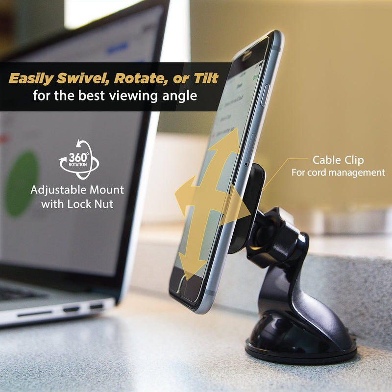 [Australia - AusPower] - Scosche MWSM2PK-UB MagicMount Magnetic Car Phone Holder Mount with Suction Cup - 360 Degree Adjustable Head, Universal with All Devices - Suction Mount - Pack of 2 2 Pack Black 