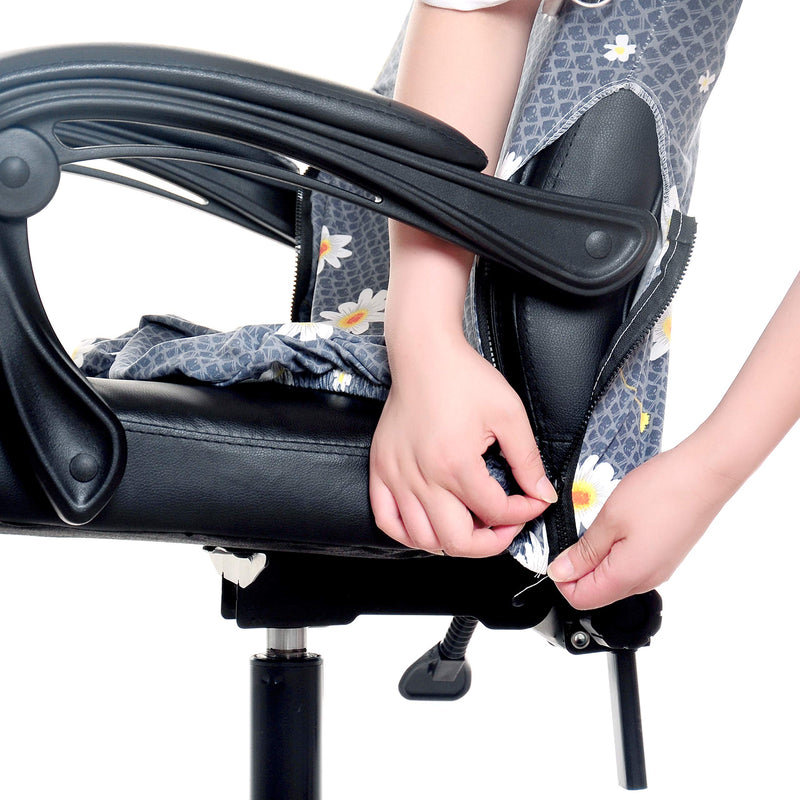 [Australia - AusPower] - Melaluxe Office Chair Cover - Universal Stretch Desk Chair Cover, Computer Chair Slipcovers (Size: L) - Black Large 
