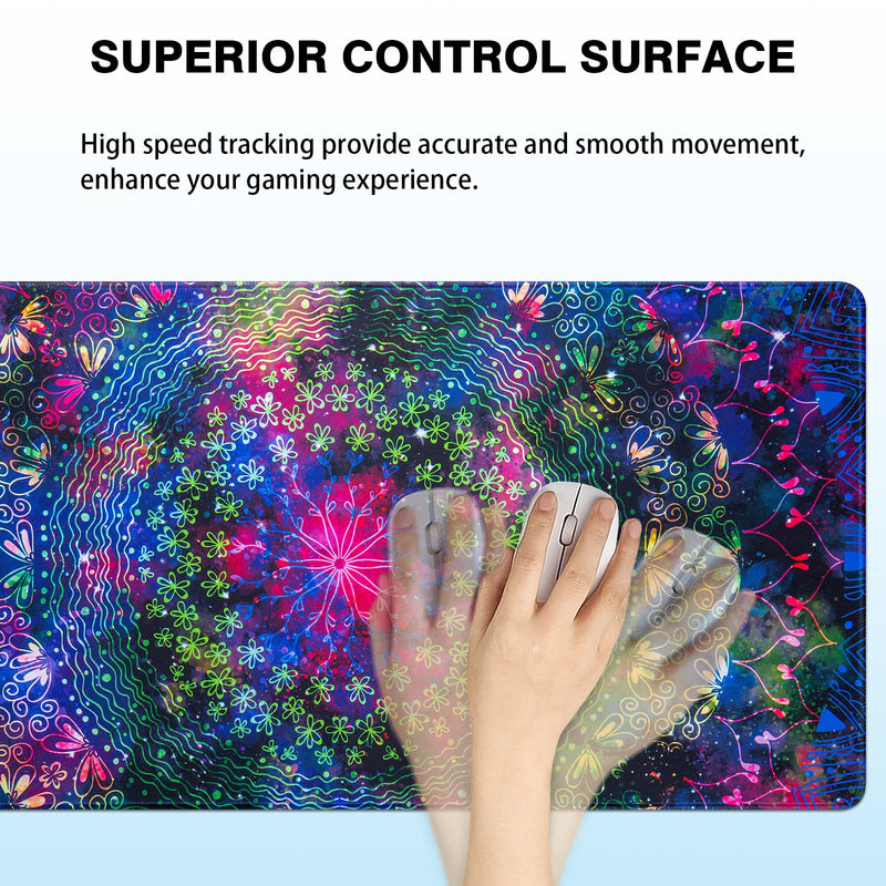 [Australia - AusPower] - Large Mouse Pad, 31.5" x 15.7" Canjoy Mandala Desk Mat Extended Gaming Mouse Pad with Non-Slip Rubber Bas, Waterproof Computer Keyboard Mousepads for Office, Home, Work, Game Colorful Mandala 