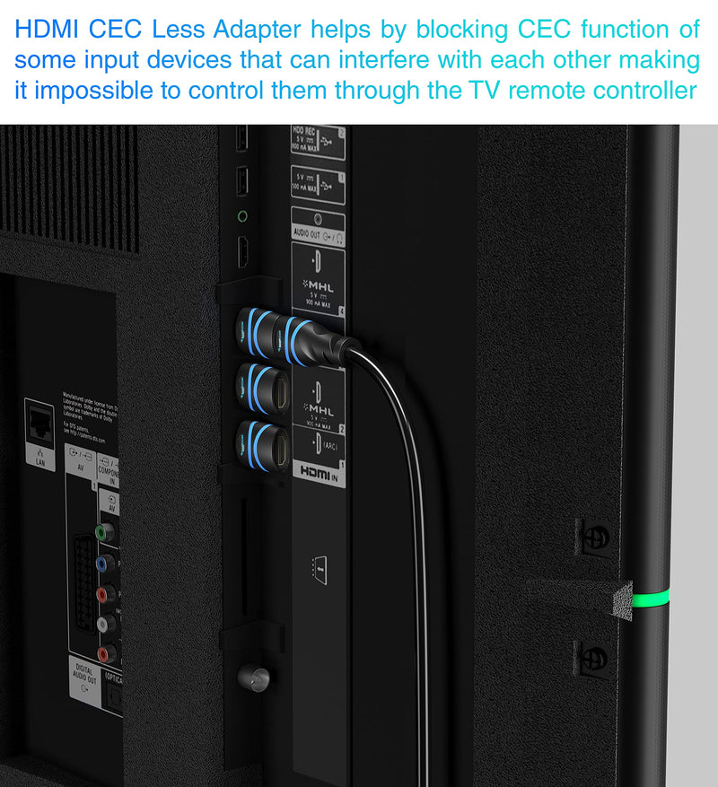 [Australia - AusPower] - BlueRigger HDMI CEC Less Adapter (4K UHD, ARC,1080p, Ethernet, Male to Female CEC Blocker) - Compatible with HDTV, TV Stick, Chromecast, Nintendo Switch, Xbox, PS5, Laptop, PC, Game Console, Soundbar 