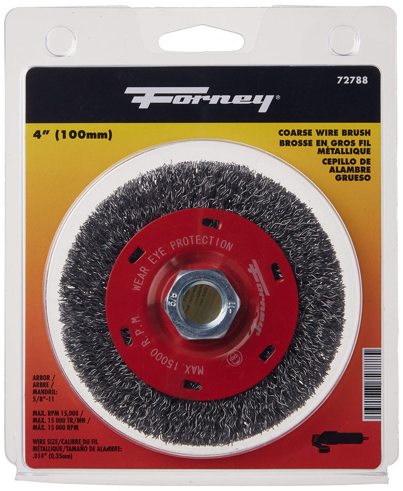 [Australia - AusPower] - Forney 72788 Wire Wheel Brush, Coarse Crimped with 5/8-Inch-11 Threaded Arbor, 4-Inch-by-.014-Inch 