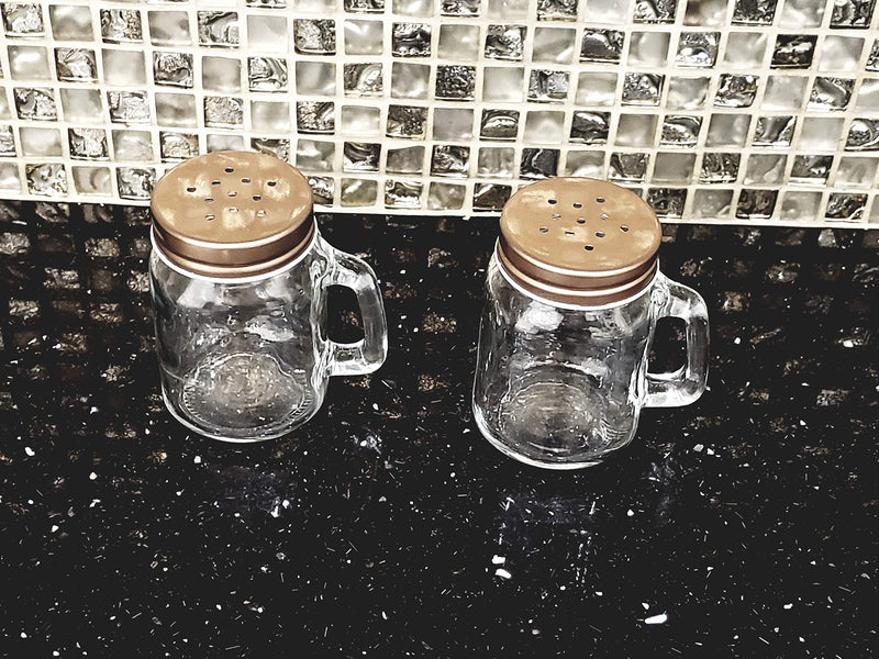 [Australia - AusPower] - Salt and Pepper Shaker Set Mason Jar (Clear Glass) Vintage Inspired Design 